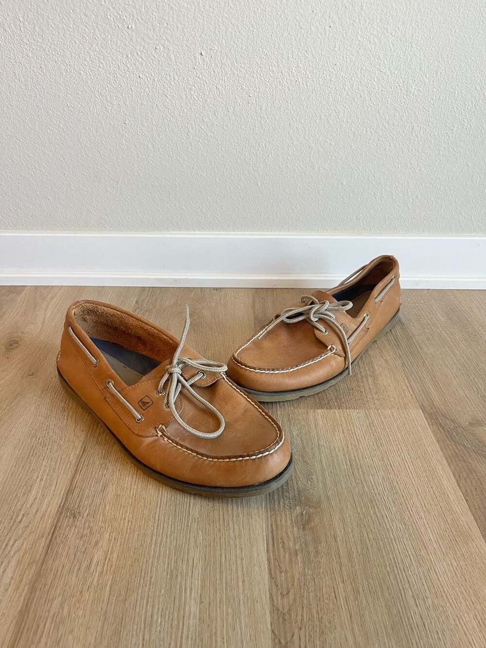 Sperry Top-Sider, Leather Boat Shoes, Tan Brown, Vacation, Preppy, Slip Ons, 13
